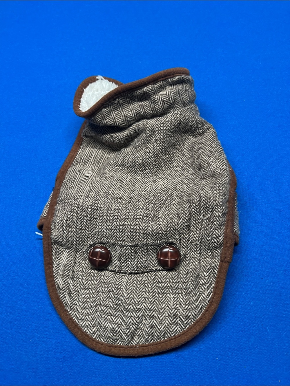 Herringbone Brown Dog Coat with Button Accents